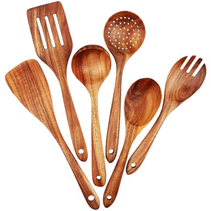 Utensilios de cocina de Madera Set de utensilios de cocina de Madera Set para utensilios de Cocina antiadherente Espátula de Madera, TENEDOR para - 1