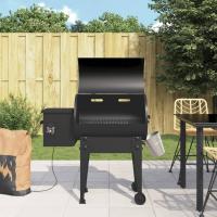 vidaXL Barbacoa de Pellets Parrilla para bbq 6 en 1 Hierro Negro Modelo Con estante, Básico, Con chimenea - details 1
