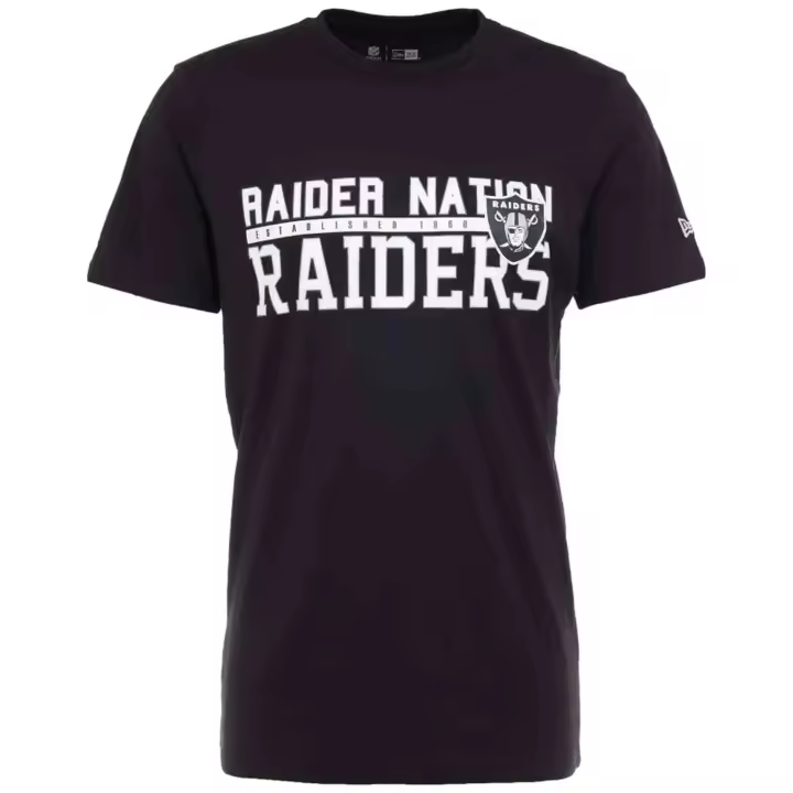 Camiseta de Manga Corta New Era Nfl Oakland Raiders Stacked Wordmark para hombre en color negro - 1