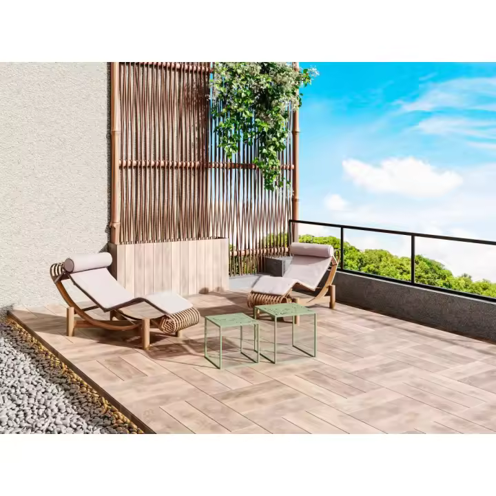 Vente-unique - Conjunto de 2 mesas bajas de jardín de metal - Verde almendra - MILAYA de MYLIA - 1