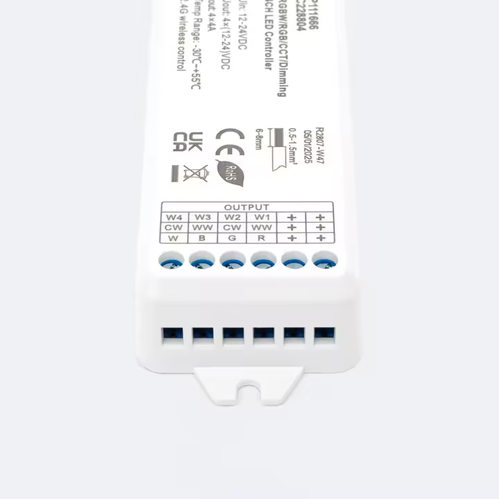 Ledkia Controlador Regulador LED 12/24V DC para Tira LED Monocolor/CCT/RGB/RGBW compatible con Mando RF Monocolor / CCT / RGB / RGBW - 1