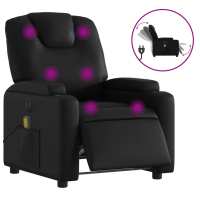 vidaXL Sillón de masaje reclinable eléctrico cuero sintético Negro, Crema, Marrón Sillon Dormitorio Sillon Comodos Silla Relax Sillón Sofá - details 5
