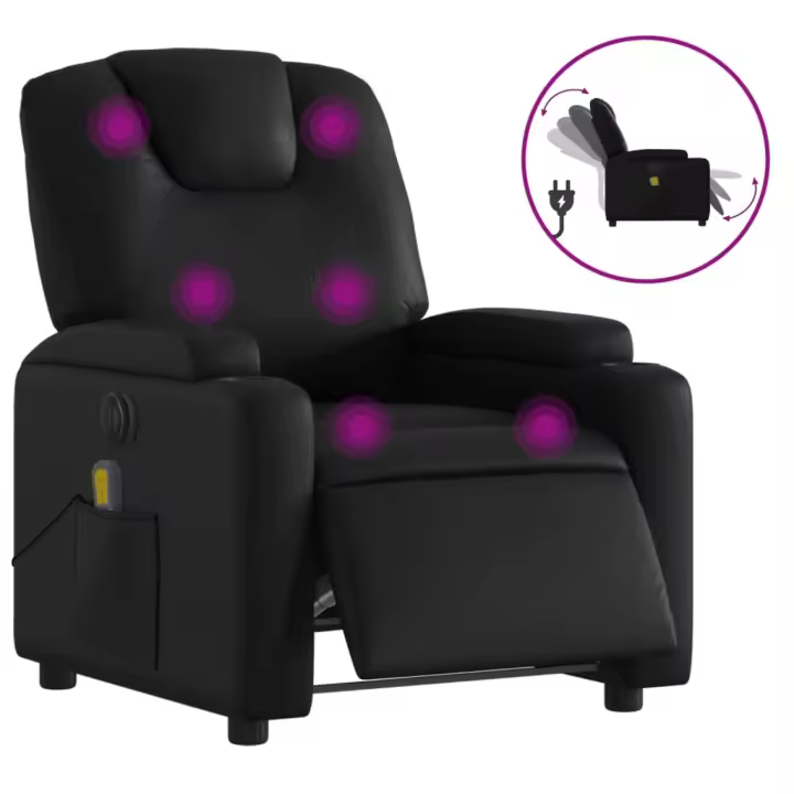 vidaXL Sillón de masaje reclinable eléctrico cuero sintético Negro, Crema, Marrón Sillon Dormitorio Sillon Comodos Silla Relax Sillón Sofá - 1