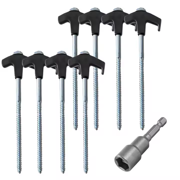 Clavos De Camping Con Hexabroca Ancorillas De Tierra Para Remolques Y Tents Pack De 8-24 Piezas Herramientas De Exterior - 1