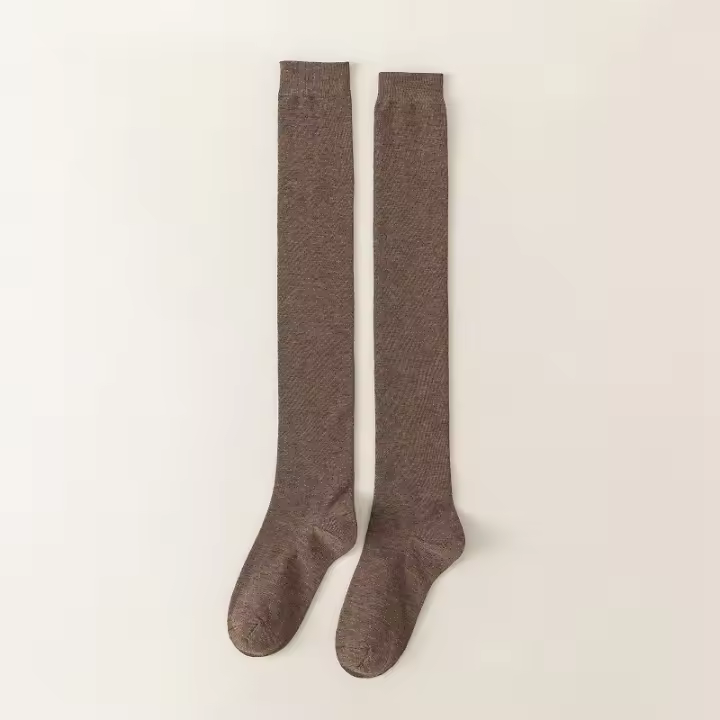 Calcetines Largos De Pierna Para Mujer Y Niñas Color Sólido Adecuados Para Otoño E Invierno Calcetines Cosplay Calientes De Poliéster - 1