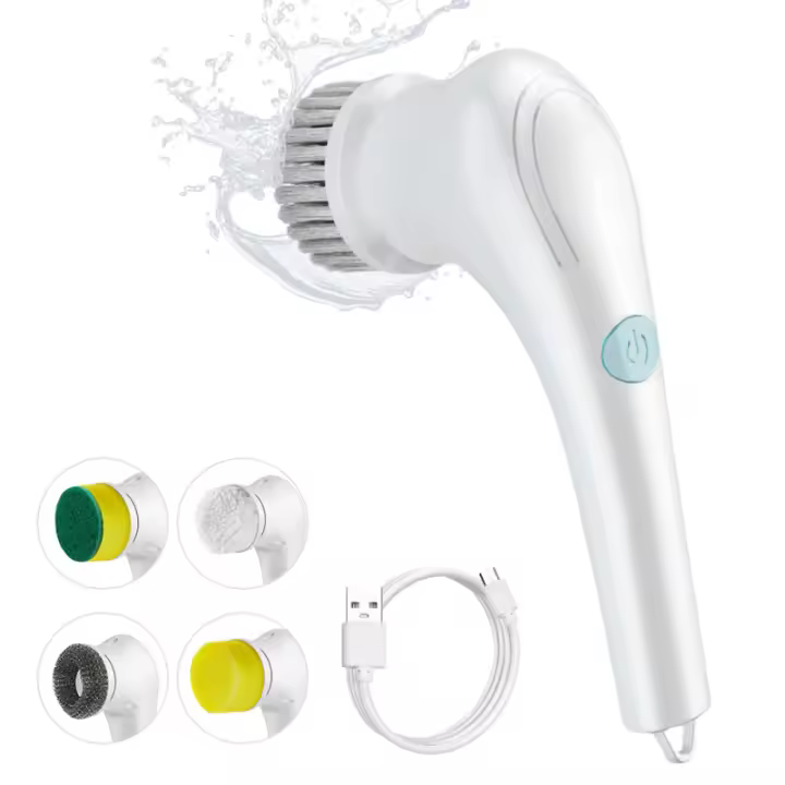Limpia Pisos Eléctrico Multifuncional Con 5 Cabezas De Cepillo Portátil Para Cocina Azulejos Baño Coche Limpieza Hogar - 1