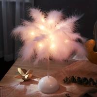 Lámpara De Mesa LED Con Diseño De Plumas Para Niños - Portátil Y Ideal Para Decoración De Dormitorio Tamaño 1PC Fuente De Alimentación Batería - details 9