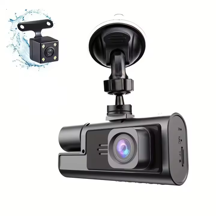 Grabadora de video de lentes HD cámara frontal & cámara incorporada & cámara trasera grabación de video en el frente del coche y dentro del coche al mismo tiempo - 1