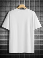 Camiseta De Verano Para Hombre 100% Algodón Pura Prenda Deportiva Casual Suelta Con Estampado De Letras Cuello Redondo Manga Corta Top Transpirable Ligera De Secado Rápido Protección Solar Estirable Sostenible - details 3