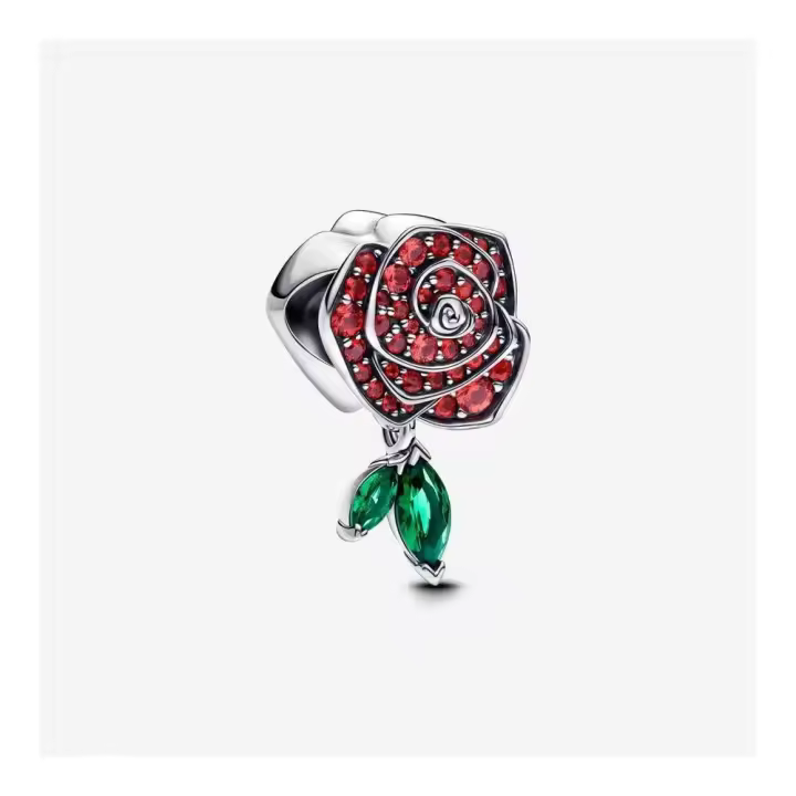 793201C02 - Charm de Plata Rosa en Flor con Cristales Rojos | Pandora 793201C02 PANDORA Raíz Novedades Joyas de Plata Joyas Pandora MUJER inicio Charm Pandora Colgantes de Plata Mujer Pandora Original - 1