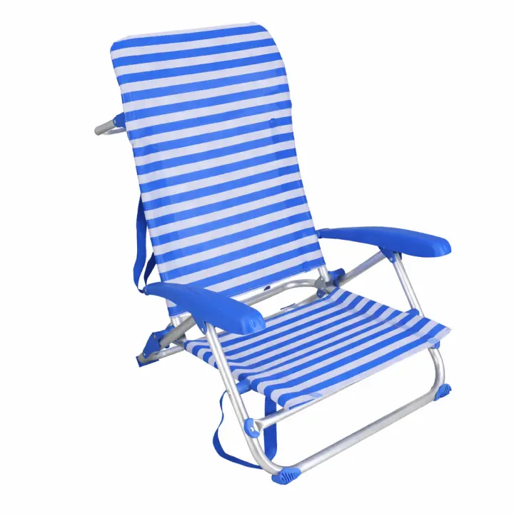 Silla Plegable de Playa y Camping de Aluminio con Respaldo Reclinable. Silla Baja Compacta con Brazos Ergonómicos, Correa Transporte y Estructura Ligera de Exterior. - 1