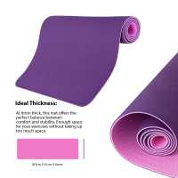 Ociodual Esterilla Yoga antideslizante con Correa de hombro y Bolsa de Transporte, Pilates, Fitness, Yoga mat, TPE Ecológico + Algodón, Colchoneta gimnasia, Morado/Rosa, 183cm X61cm X6mm - details 2