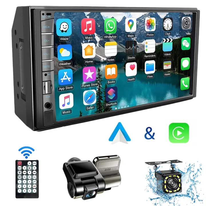 Radio De Coche 7 Pulgadas 2 Din Pantalla Táctil Reproductor De Vídeo Con Cámara De Retroceso Y Cámara De Dashboard Bluetooth Navegación USB FM AUX Entrada Car Video Player Con Dash Cam Y Cámara De Retroceso - 1