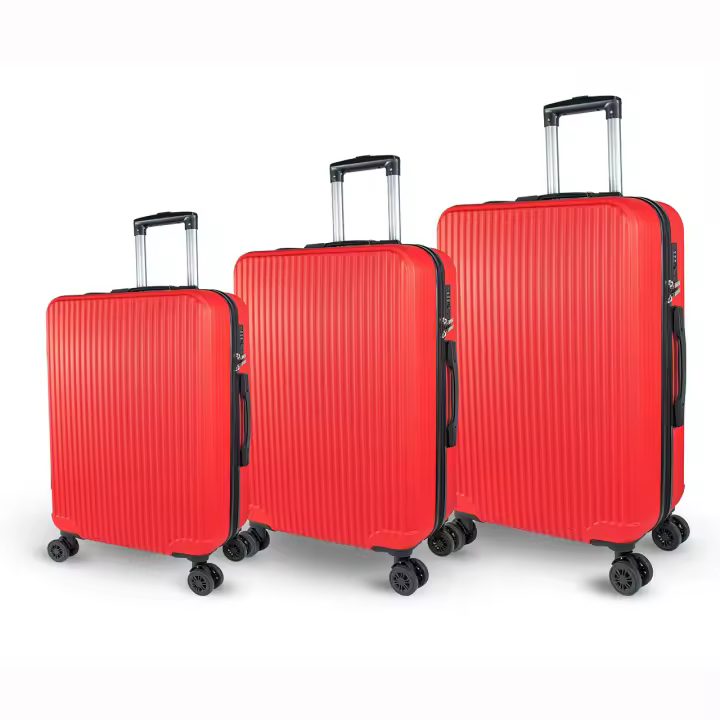 DreamTravel Juego de 3 Maletas con Diseño a Rayas Modernas (20"+24"+28") - Equipaje Rígido Antiarañazos, 7 Colores Vivos (Negro/Rojo/Azul/Azul Militar/Rosa/Gris/Cafe) | 360° Ruedas Silenciosas + Cerradura TSA  - Ideal para viajes Familiares - 1