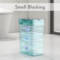 Bote de basura con sensor de movimiento para baño, con tapa, de 2,5 galones, pequeño, sin contacto, 9,5 litros, inteligente, para dormitorio, sala de estar, inodoro (blanco) - details 4