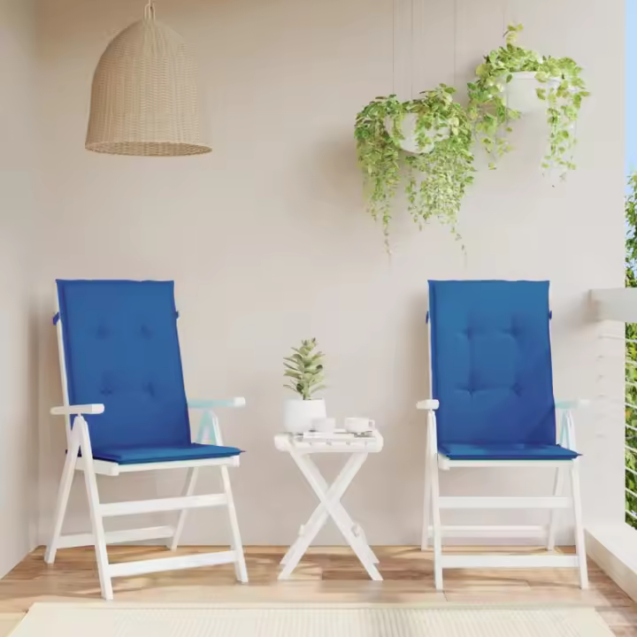 Silla de Jardín respaldo alto 2 UDS lienzo Azul 120x50x3 cm - 1