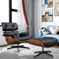 TY323 XL Classic Recliner Light Walnut Armchair Black Cowhide Black Big Head Foot Swivel Deck Chair Furniture Lunch Break Cha Ergonomic Design Office Lunch Break Chair Living Room Comfort Lounge Chair Genuine Top Layer Cowhide Aluminum Alloy Big Head Feet - details 14