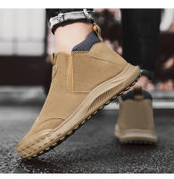 Botas De Hombre Casual Transpirables Zapatillas Versátiles Alta Confort Para Oficina Botas De Tobillo Slip-on Material PU Y PVC - details 1