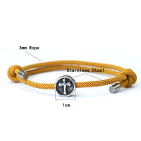 Pulsera Vintage Para Hombre Acero Inoxidable Cruz Vikinga Ajustable Cadena De Malla De 3mm Accesorios De Moda - details 2