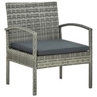 vidaXL Set de muebles de jardín 4 pzas y cojines ratán sintético gris - details 3