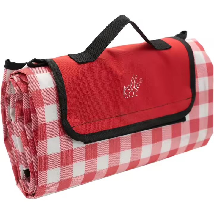 Manta de picnic plegable para playa, impermeable, lavable a máquina, con asa para playa, senderismo y camping, 200 x 140 cm (roja) - 1