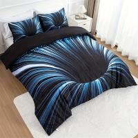 Set De Fundas Para Edredón 3 Piezas Azul Y Negro 3D Dormitorio Decoración Para Hombres Y Mujeres Adultos Malla Suave Y Cómoda Sin Almohada - details 4