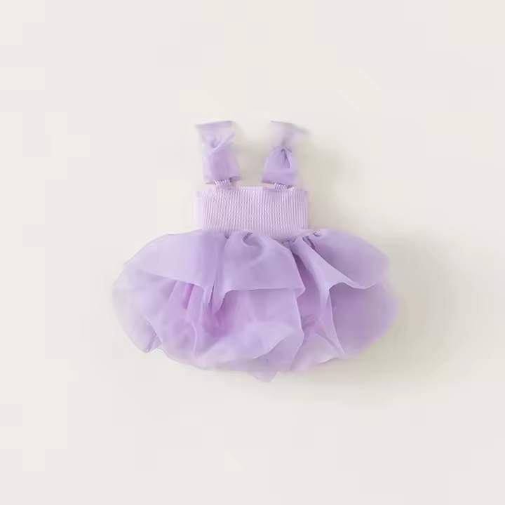 Vestido De Princesa Para Niña Dulce Y Encantadora Vestido De Malla Para Bebé Para Cumpleaños Y Fiestas De Verano Talla A-Line Sin Mangas Largo Mini - 1