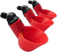 Alimentador automático de pollo/aves de corral de 6 paquetes con tazas de riego de plástico rojo - details 0