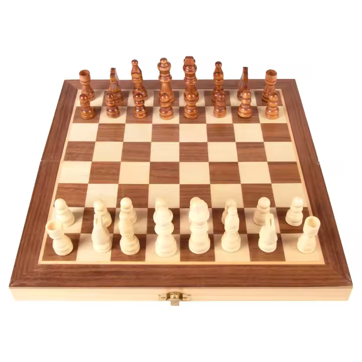 COLORBABY - Juego de ajedrez clásico de madera plegable, tablero portátil 30x30 cm, set de 33 piezas, 2 jugadores, juguete educativo, ajedrez para niños y adultos, +6 años - 1