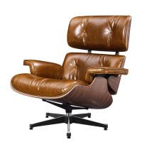 EU Stock TY330DE XL Classic Recliner Light Walnut Armchair With Bright Wax Skin Top Layer of Cowhide Lounge Chair Ergonomically Designed Premium Leisure Chair 360° Swivel for Home Theater Office Living Room Modern Leather Recliner Chair with Footrest - details 5