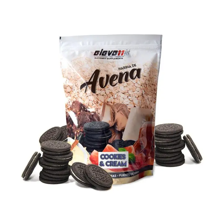 Eleven Fit Harina de Avena / Fuente de Hidratos de Carbono y Proteínas - Ideal para Tortitas - 18 Deliciosos Sabores - Efecto Saciante y Beneficios de Alta Nutrientes Sabor Cookies And Cream 1KG - 1