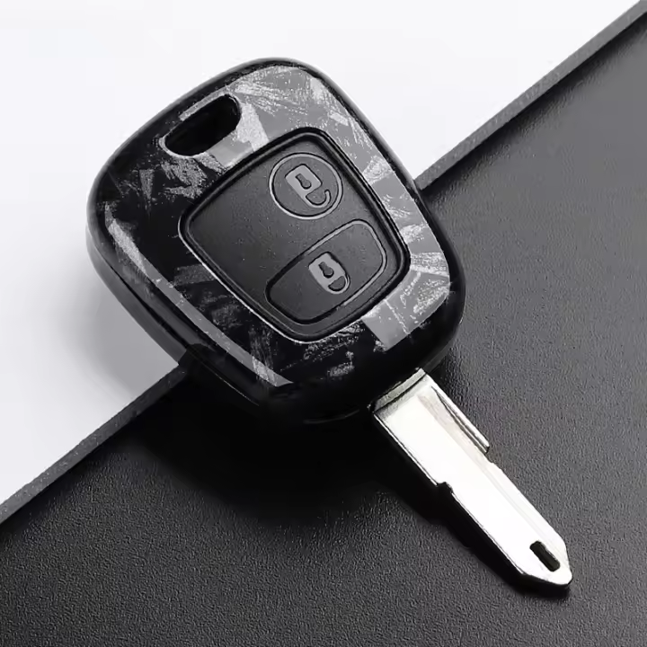 Funda De Llave De Coche En Fibra De Carbono ABS Para Peugeot 106 107 206 207 306 307 406 407 Citroen C1 C4 Protector De Llave De Accesorios - 1