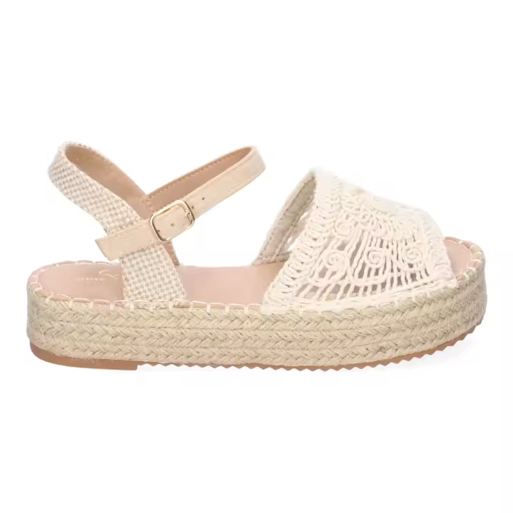 PuntoSalao Sandalias planas en yute pala trenzada abierta para mujer color beige TF2638 - 1