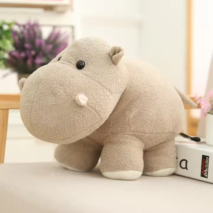 Muñeco De Peluche De Elefante Y Hipopótamo Simulación Juguete De Animal De Dibujos Animados Suave Decoración Para El Hogar Regalo De Cumpleaños Y Navidad Para Niños Y Adultos - 1