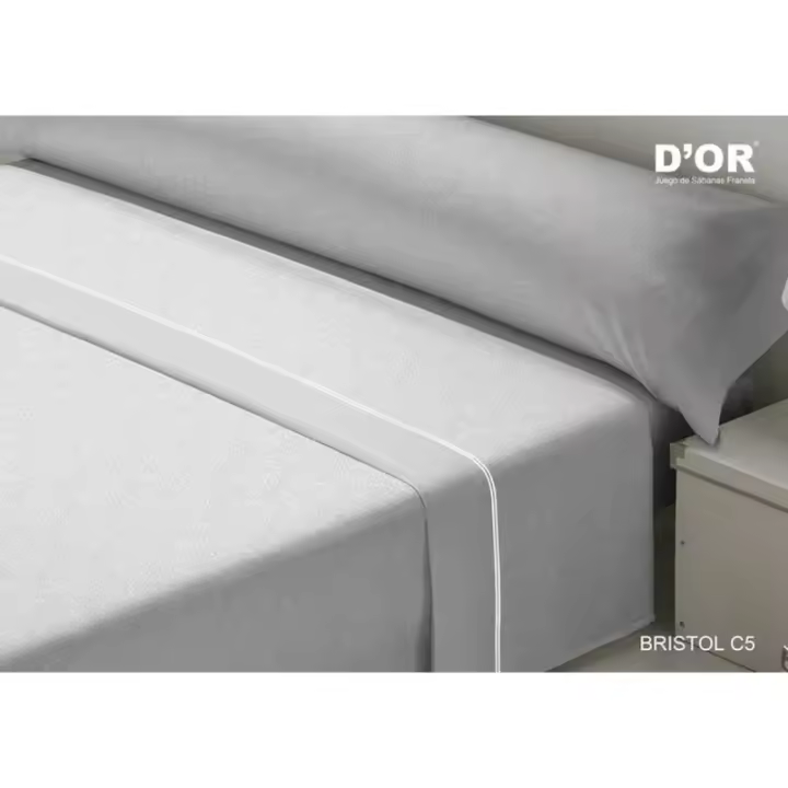 D'Or - Juego de Sábanas D'Or BRISTOL Gris Cama de 150 Franela - 1