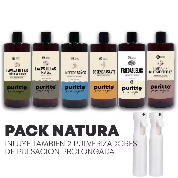 Pack Natura de Puritte - 6 Limpiadores Naturales + 2 Pulverizadores de Pulsación Prolongada - 1