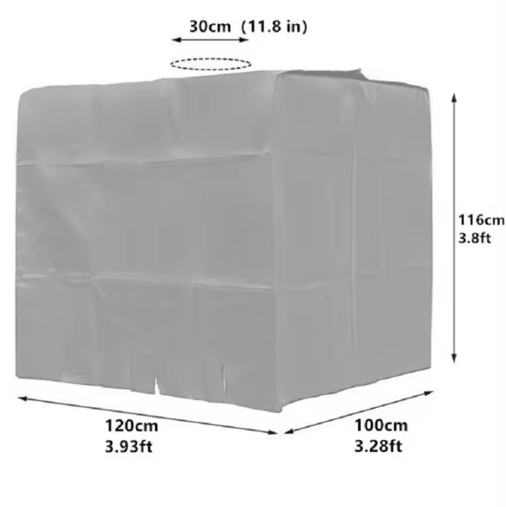 1000L Tank Tarpaulin, IBC Rainwater Tank Sunscreen Tarpaulin, Anti-UV Dustproof, Protective Cover, Green Protective Tarpaulin (116 x 100 x 120 cm) - 1