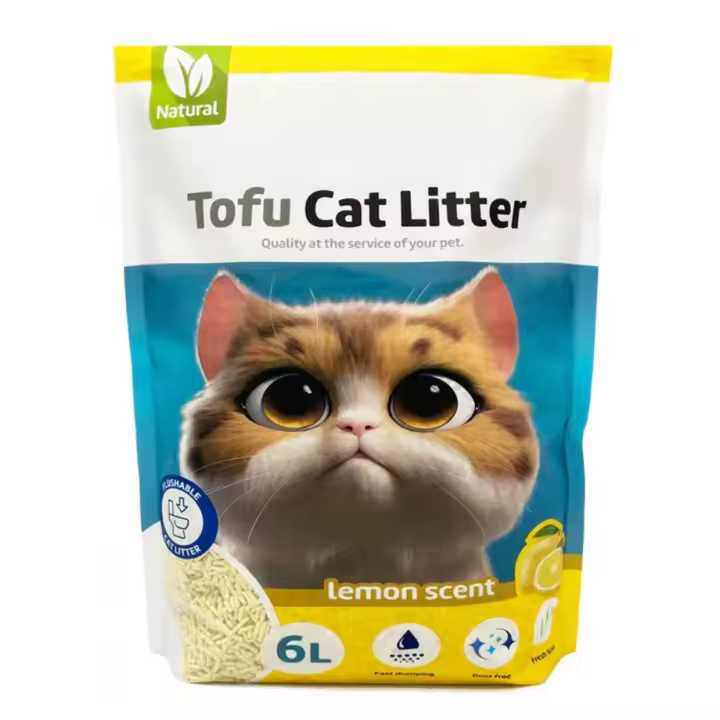 ARENA TOFU LIMON PARA GATO ARENA AGLOMERANTE PARA GATO SIN POLVO FACIL DE AGLOMERAR SE DISUELVE EN INDORO - 1