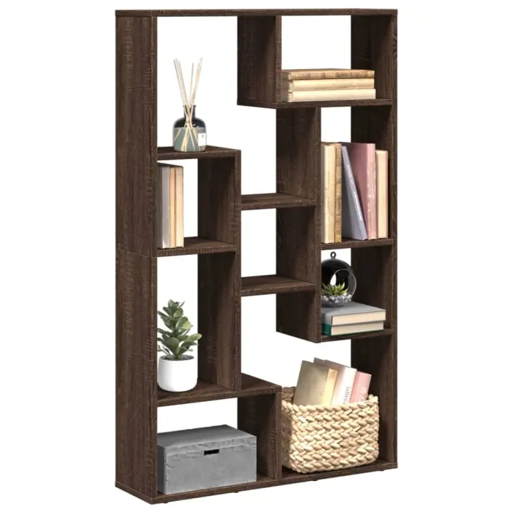 vidaXL Estantería de madera de ingeniería negra 72x20x120 cm en color Negro/Roble ahumado/Marrón roble y más | almacenamiento funcional diseño moderno para baño dormitorio sala - 1