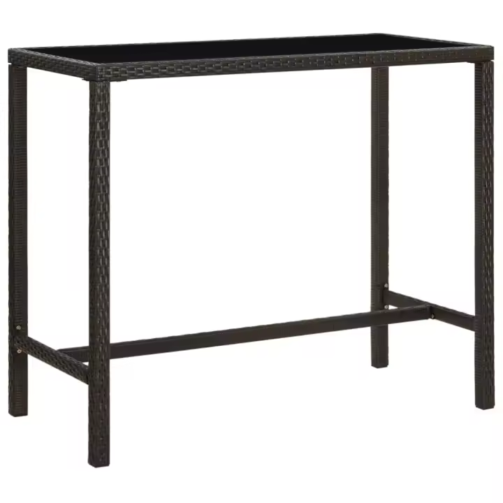 Mesa alta de jardín ratán sintético y vidrio marrón 130x60x110cm - 1