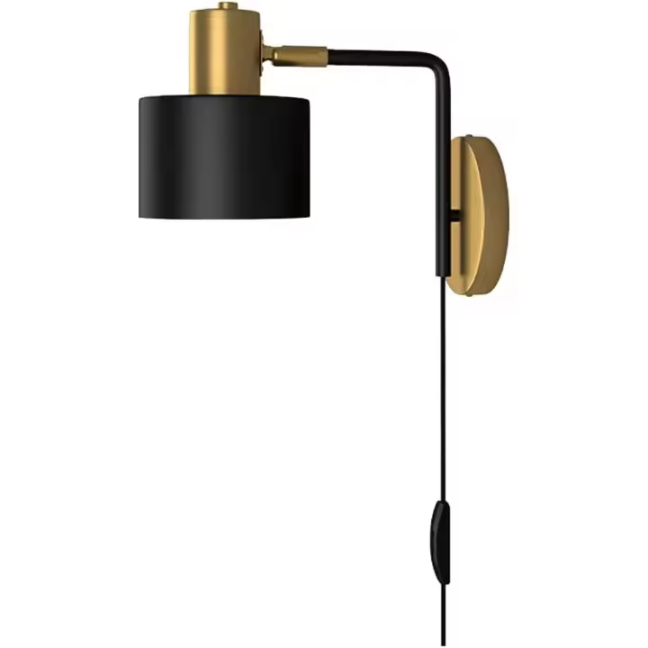 2pcs，Aplique Murale Noire et Or Vintage E27 Réglable avec Prise, Cable 1,8m, Salón/Cocina - 1