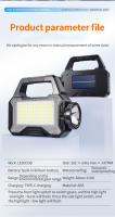 Lámpara Portátil Solar Con Batería Recargable Luz Fuerte De Buscaminas Y Luz Lateral COB Para Exteriores Fuente De Energía Solar - details 16