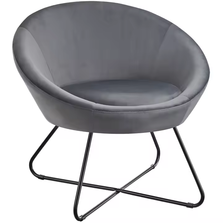 Tectake - Sillón de cóctel CENTERA, 83 x 73 x 82 cm, Tapizado en bouclé o terciopelo, Sillón para salón o dormitorio, Estructura de acero, Respaldo redondo y continuo, Sillón acolchado, 4 clips antideslizantes en las patas, Capacidad de carga 120 kg - 1