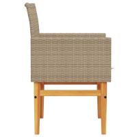 vidaXL Sillas de jardín con cojín 2 uds ratán PE beige y madera acacia - details 4