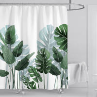 Hojas de acuarela en la planta superior con decoración Floral para baño, cortina de ducha de 180x180CM con ganchos - details 4