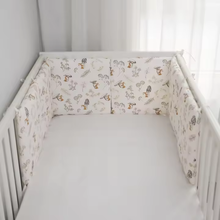LALA - Ropa de Cama para Cuna de Bebe, Valla anticolisión, Algodón Puro, Pequeño Hongo, Conejo, 30x30x6, Pieza Entra, Lavado. - 1