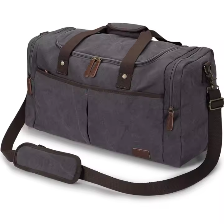 S-ZONE Bolsa de lona para viaje de fin de semana con compartimento para zapatos para hombres - 1