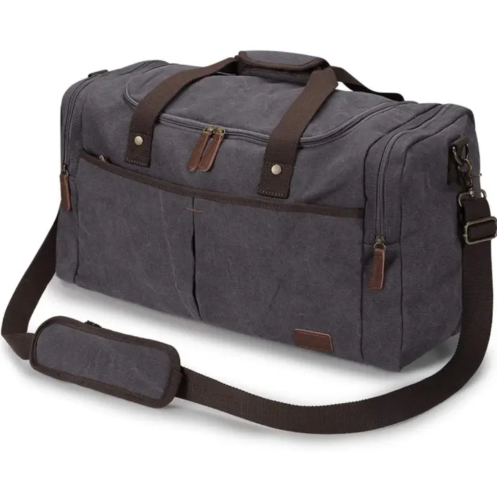 S-ZONE Bolsa de lona para viaje de fin de semana con compartimento para zapatos para hombres - 1