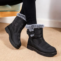 Botas De Invierno Para Mujer Talla Grande 44 Impermeables Con Peluche Grueso Botines De Nieve Con Correa De Ganchillo Y Plataforma Antideslizante - details 9