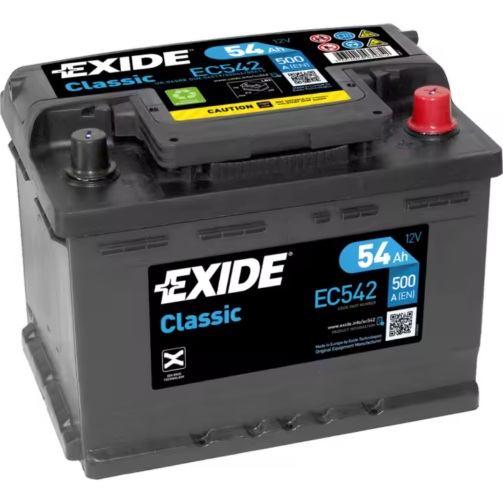 Batería Exide-Classic EC542 Classic. 12V - 54Ah/500A (EN) Caja LB2 - 1